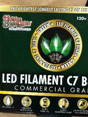 Holiday Bright Lights LED C7 Green 25 ct Replacement Christmas Light Bulbs
